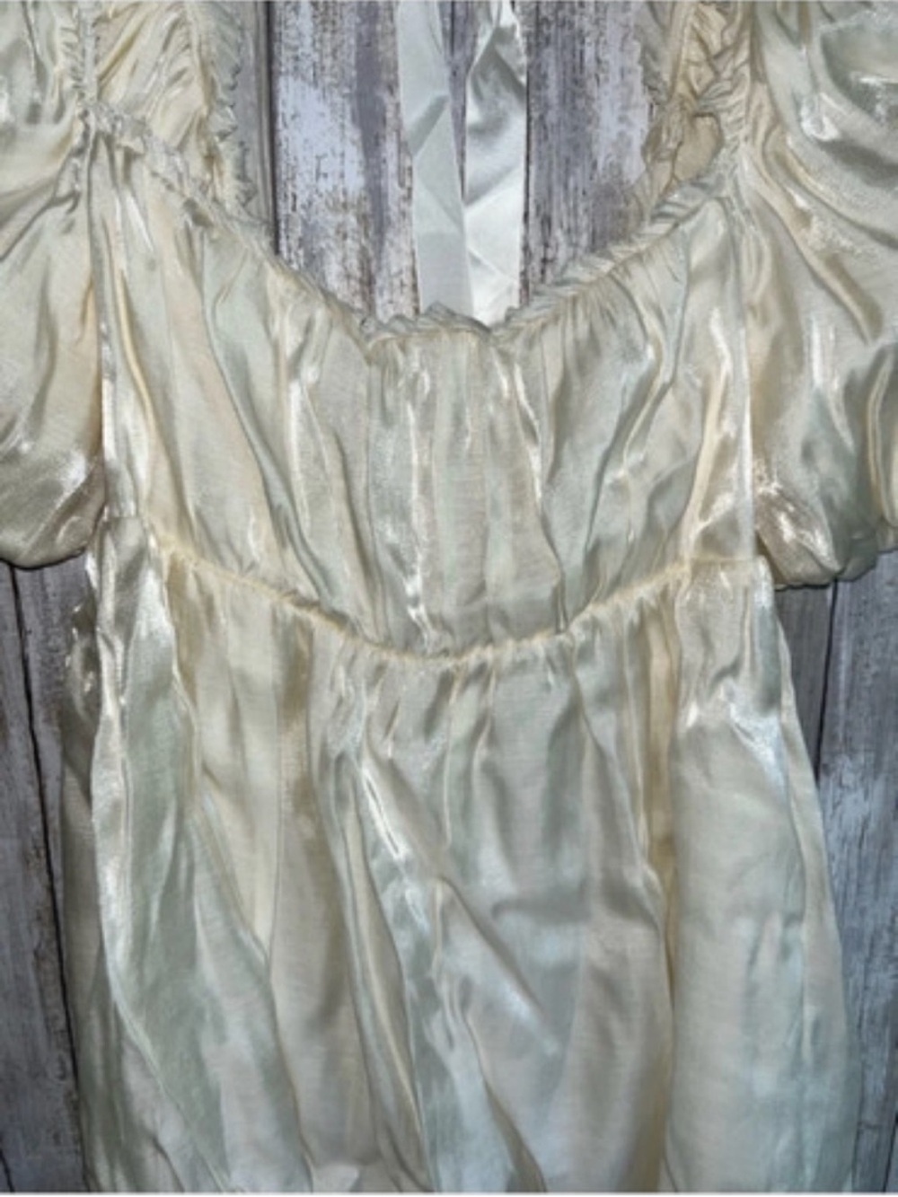 Reformation Aviary Dress Ivory Cream Puff Sleeve Mini Babydoll Coquette 2 - Picture 7 of 11